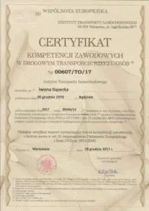 certyfikat kompetencji zawodowych iregas